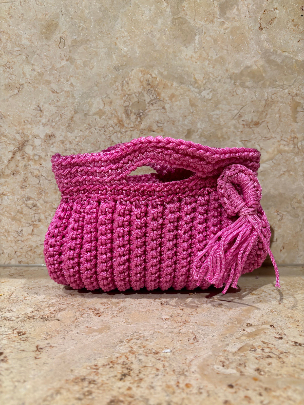 Moroccan Hand Crochet Clutch - Fuchsia Pink