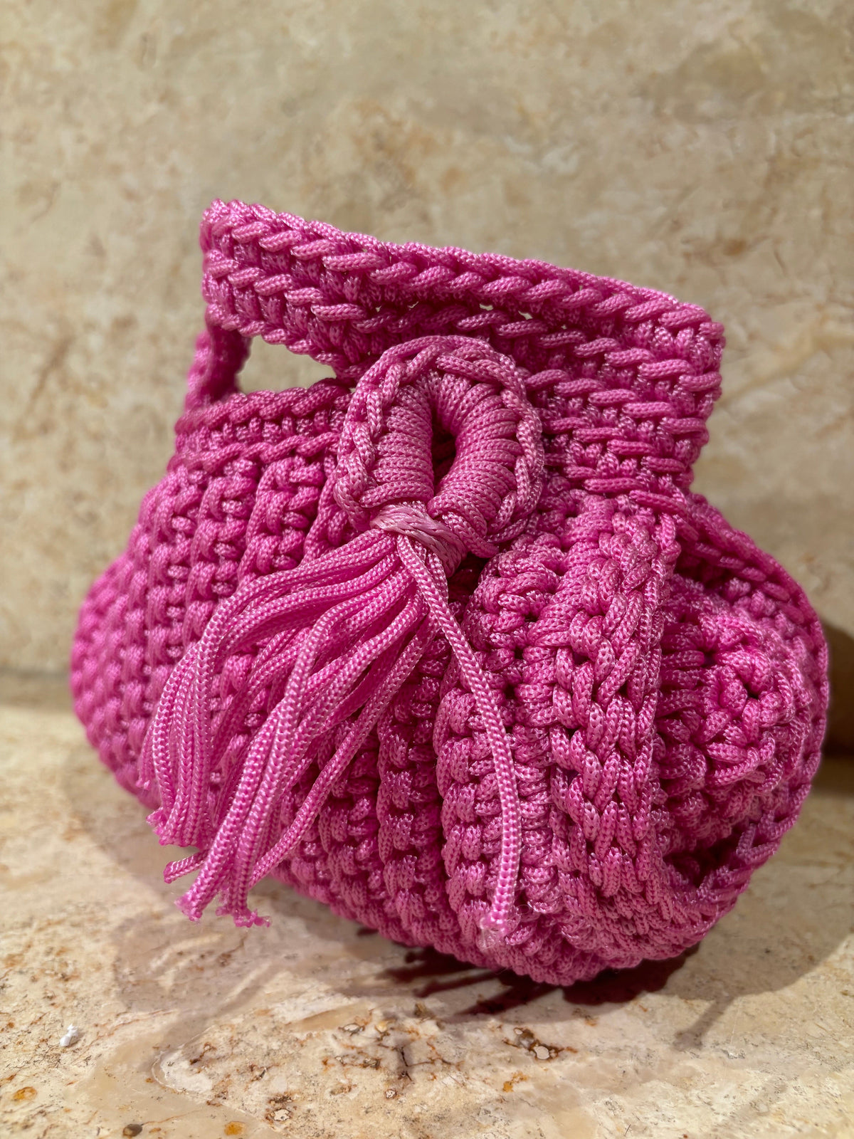 Moroccan Hand Crochet Clutch - Fuchsia Pink