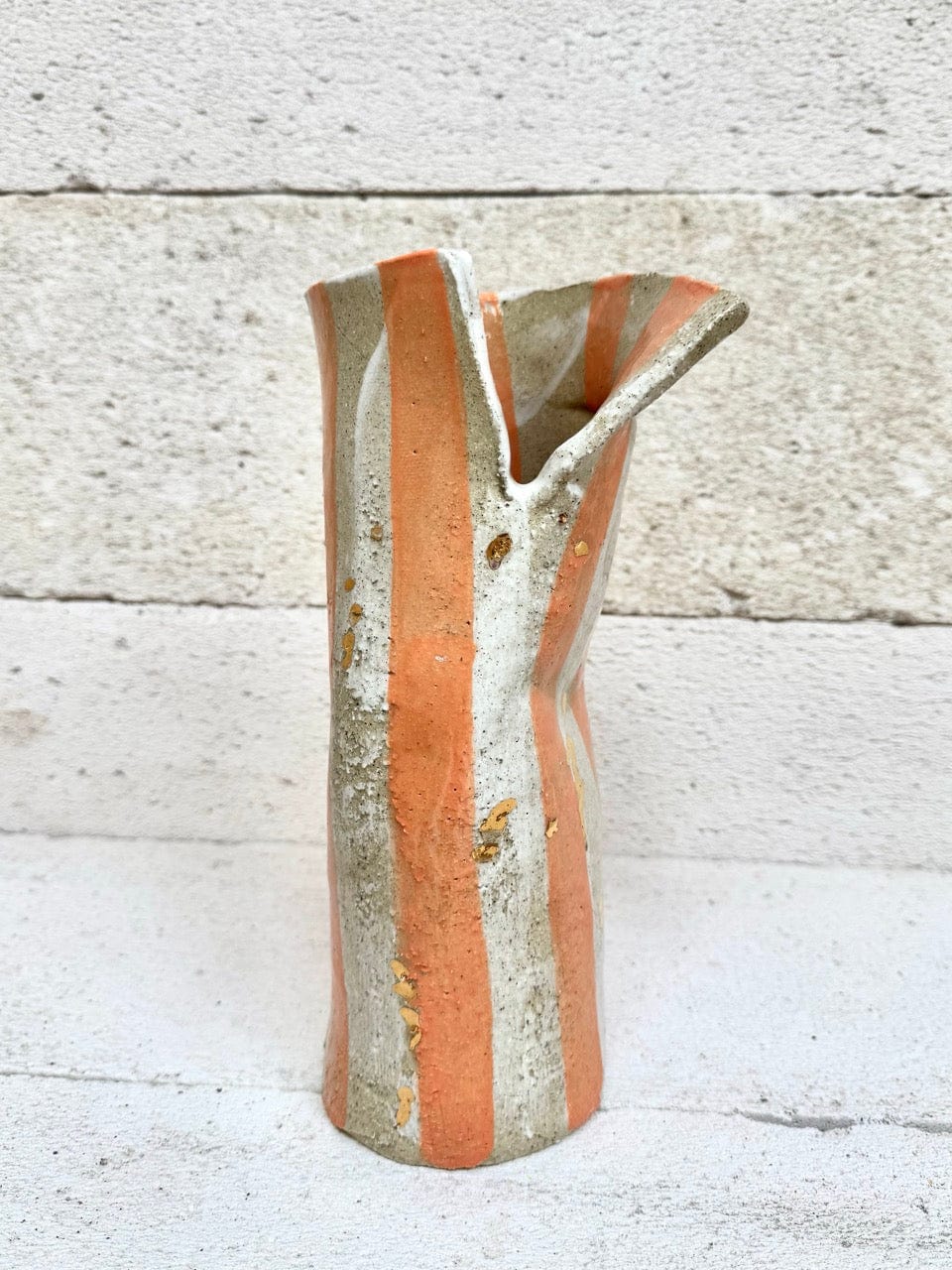Skinny Crush Vase - 'Gold Peach Stripe'