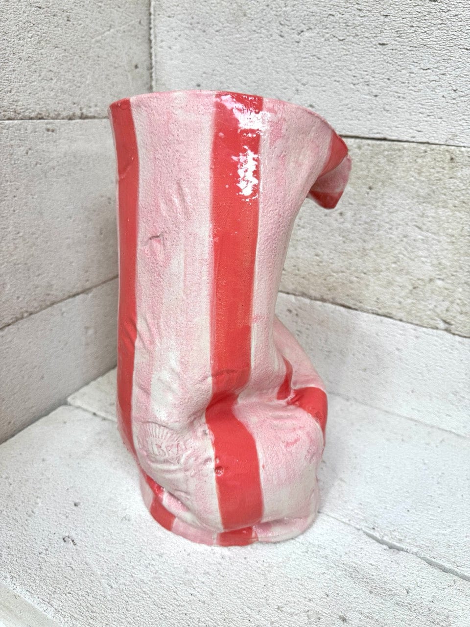 Tall Crush Vase - 'Blush Petal Stripe'