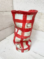 Tall Crush Vase - 'Gold Cherry Check'
