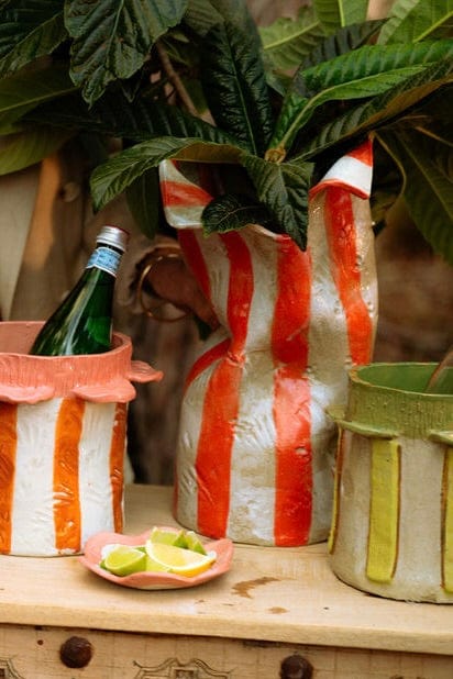 Tall Crush Vase - 'Blush Petal Stripe'