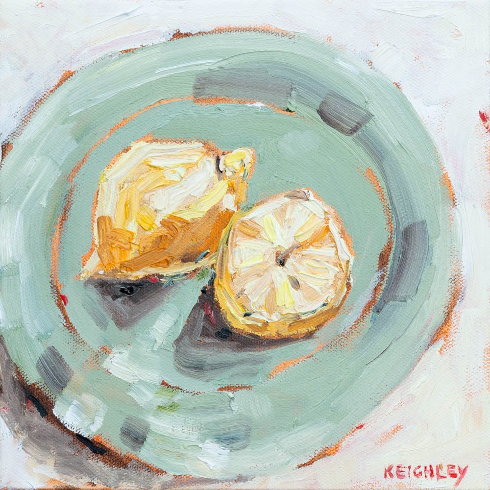 Lemons On Mint Stoneware  - Limited Edition Print