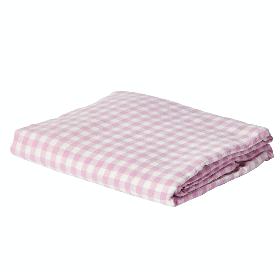 Lilac Gingham – Linen Flat Sheet