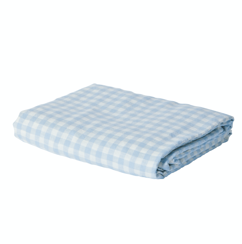 Blue Gingham – Linen Flat Sheet