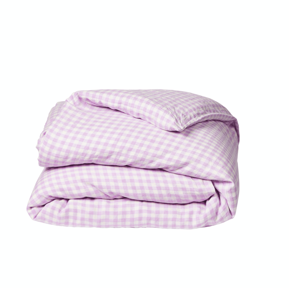 Lilac Gingham – Linen Duvet Cover