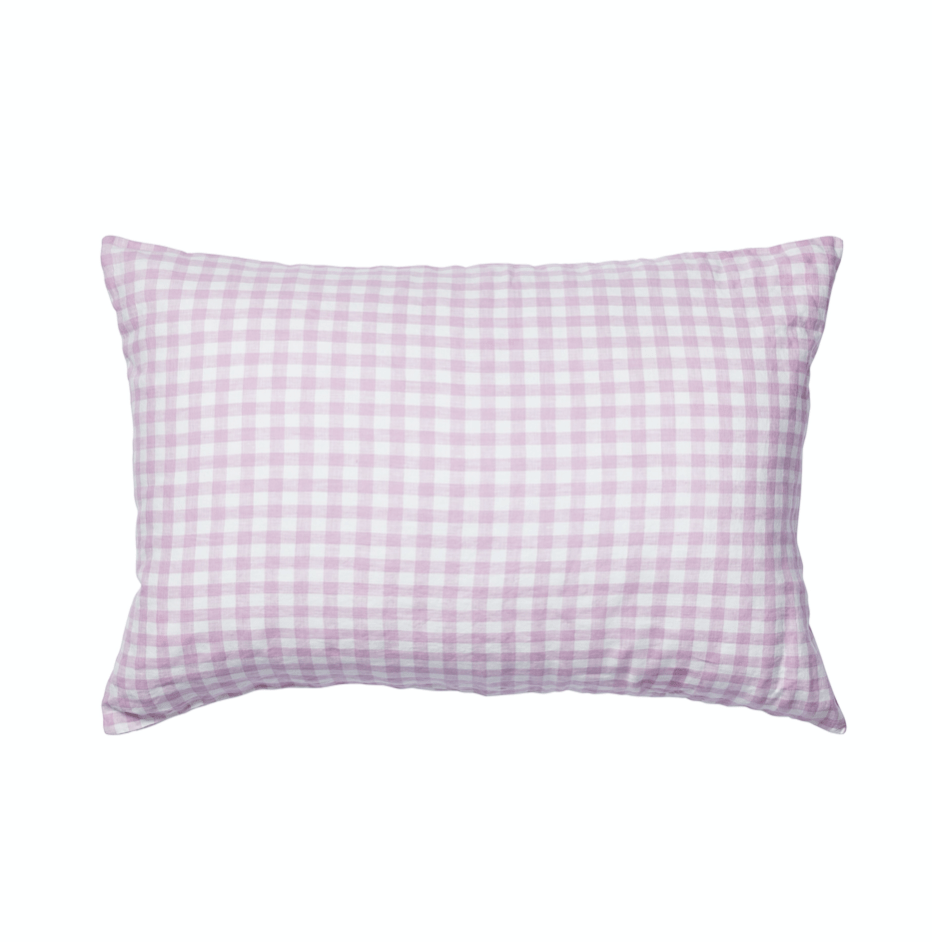 Lilac Gingham – Linen Pillowcase Set