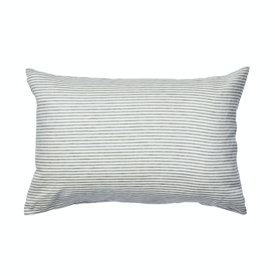 Olive Stripe – Linen Pillowcase Set