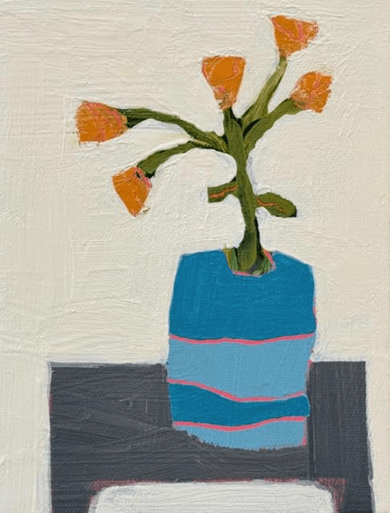 Still Life with Blue and Pink Stripes - Original Art