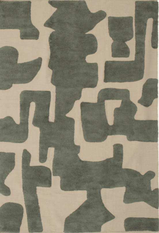 Tarkine Green Washable Organic Cotton Cut Pile Rug
