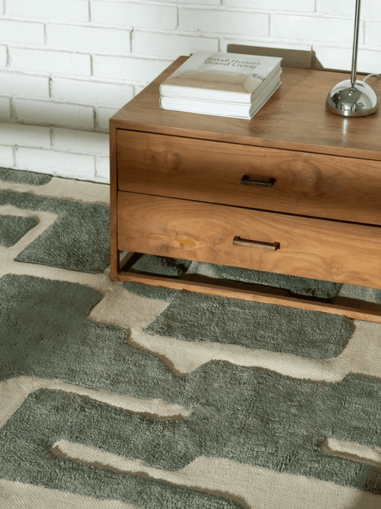 Tarkine Green Washable Organic Cotton Cut Pile Rug