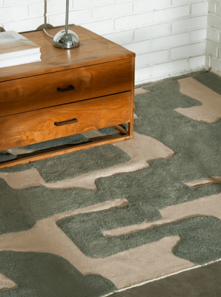 Tarkine Green Washable Organic Cotton Cut Pile Rug