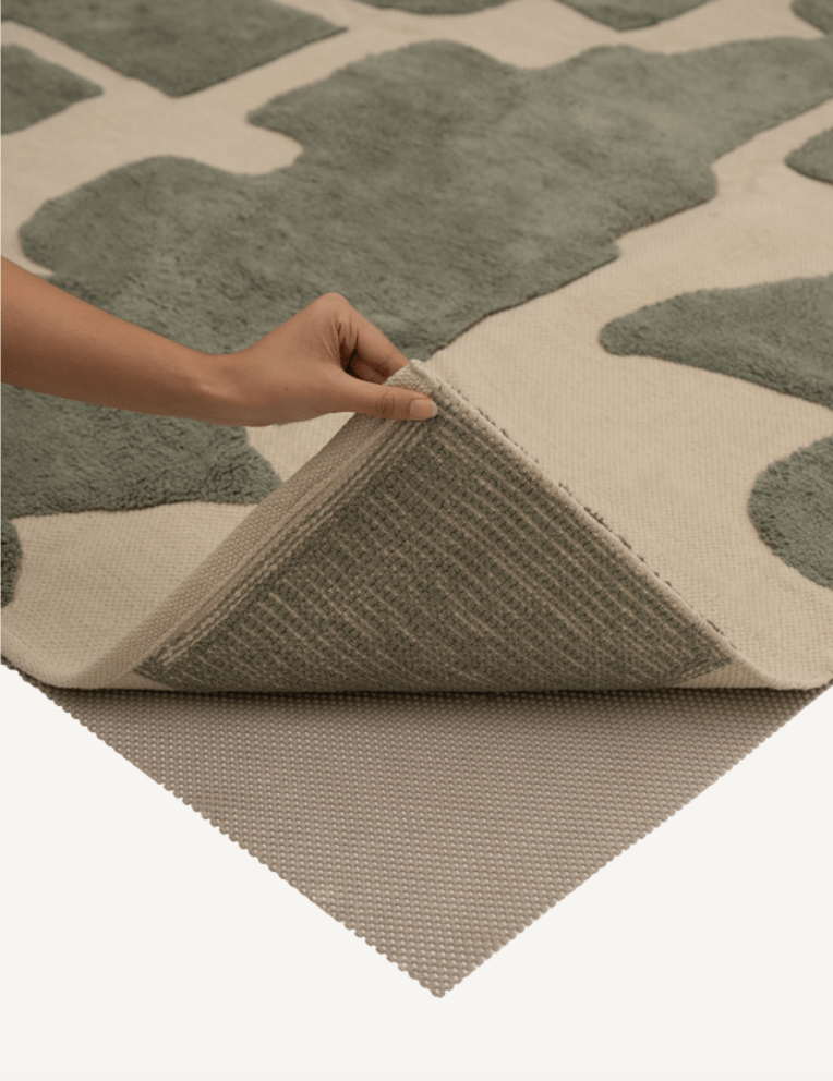 Tarkine Green Washable Organic Cotton Cut Pile Rug