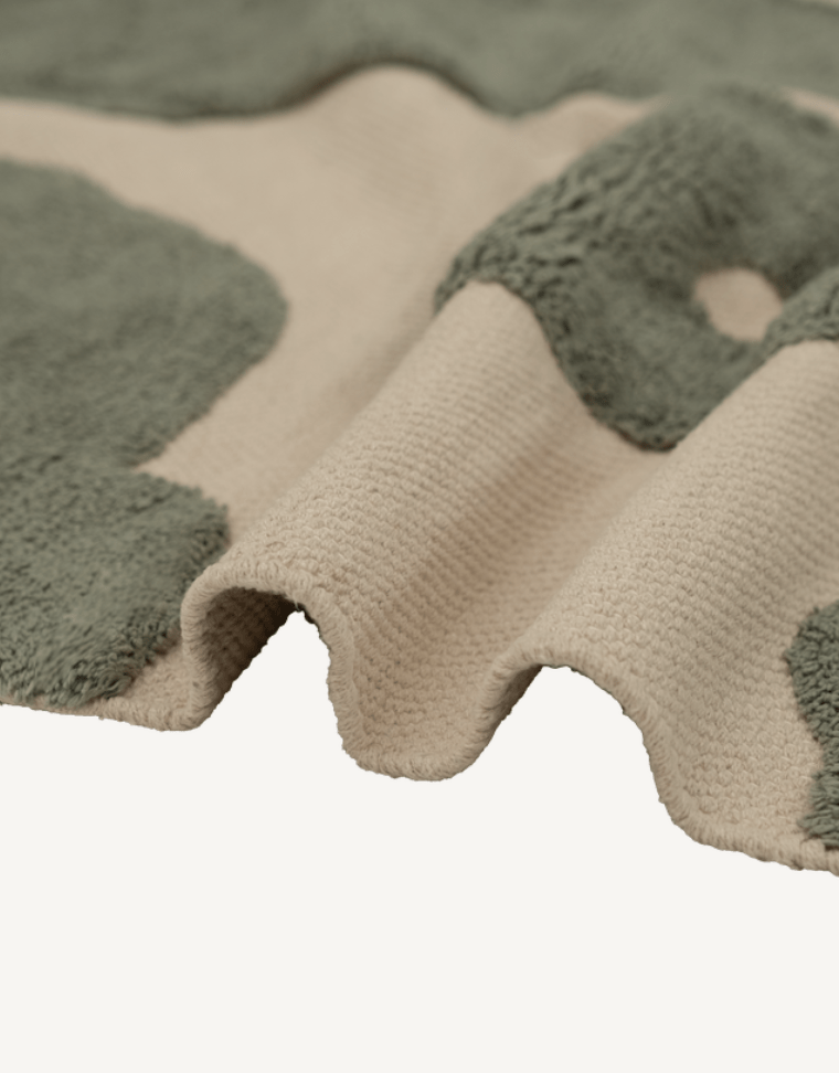 Tarkine Green Washable Organic Cotton Cut Pile Rug