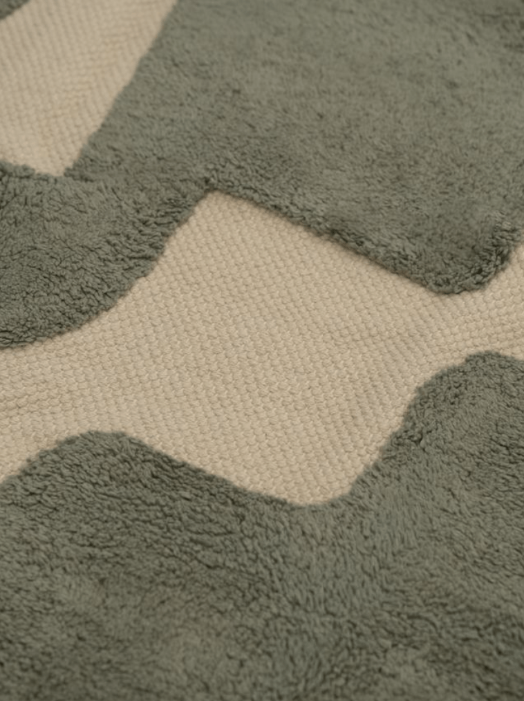 Tarkine Green Washable Organic Cotton Cut Pile Rug