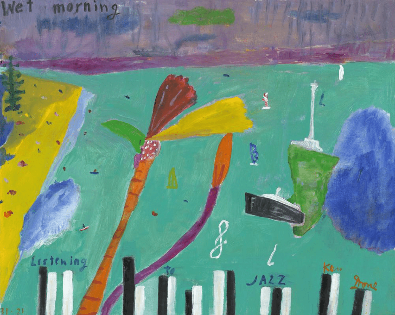 Wet Morning Listening to Jazz - Original Artwork