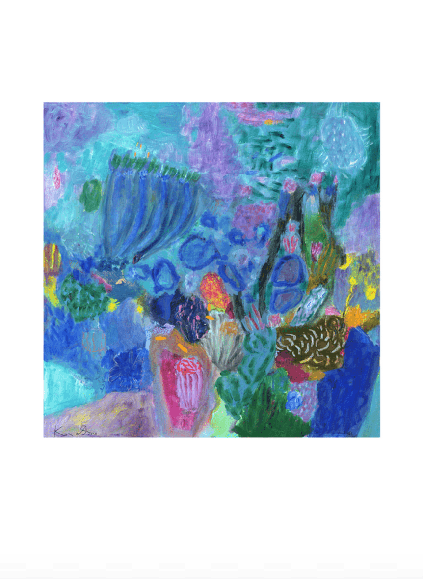 Ultramarine and Jade Coral Head - Framed Limited Edition Print