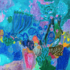 Ultramarine and Jade Coral Head - Framed Limited Edition Print