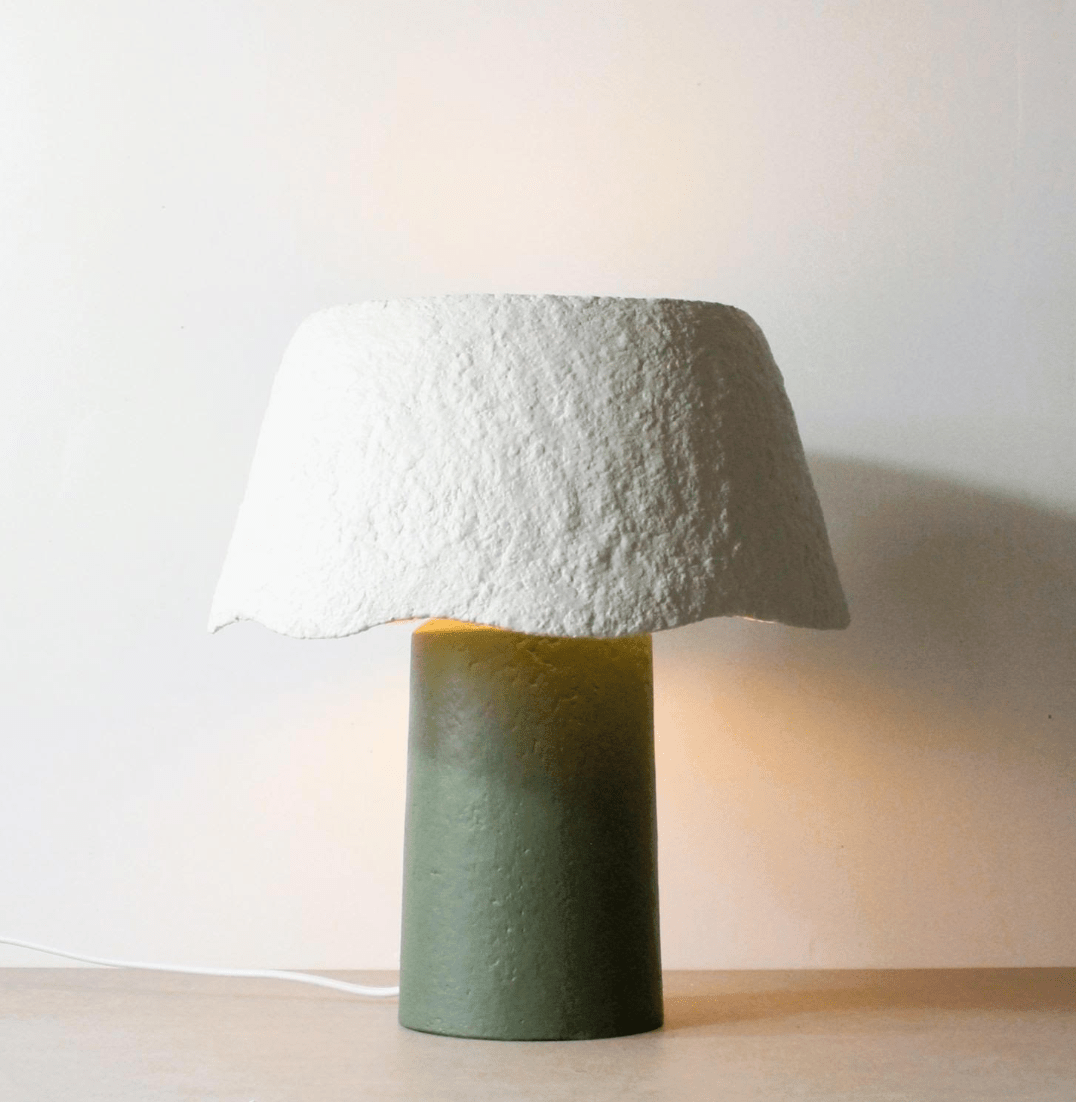 Two Tone Table Lamp - Forest Green / Oatmeal