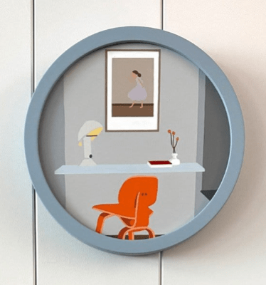 Blue Desk Orange Chair - Original Artwork