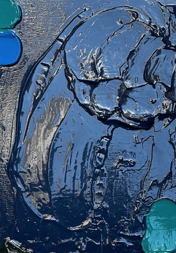 Navy Blue Dot Impasto - Original Art