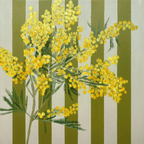 Mimosa On Olive Stripes - Original Art-Original Art-Nay Bellamy-Greenhouse Interiors Pty Ltd