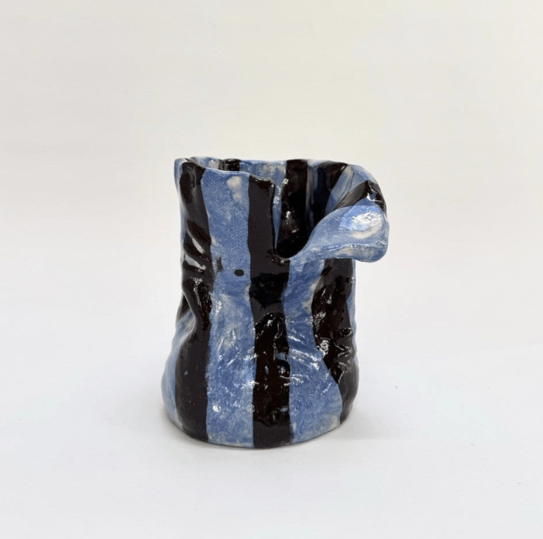 Short Crush Vase 'Blue / Chocolate'-Ceramics-Lauren Barton-Greenhouse Interiors Pty Ltd
