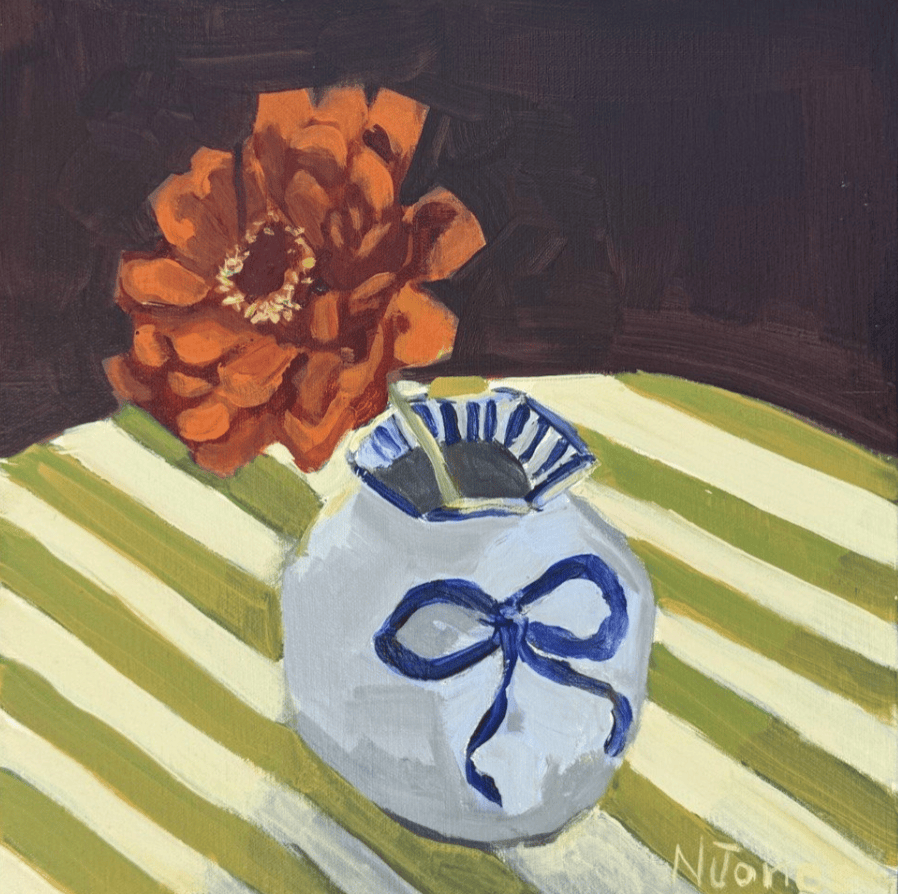 Striped Zinnia - Original Art-Original Art-Nicola Jones-Greenhouse Interiors Pty Ltd