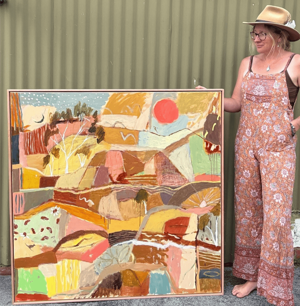 Red Sun, Old Tracks - Original Artwork-Original Art-Greta Hounslow-Greenhouse Interiors Pty Ltd