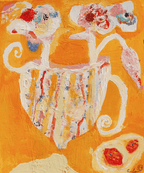 Her Tomato Salad With Blooms - Original Art
