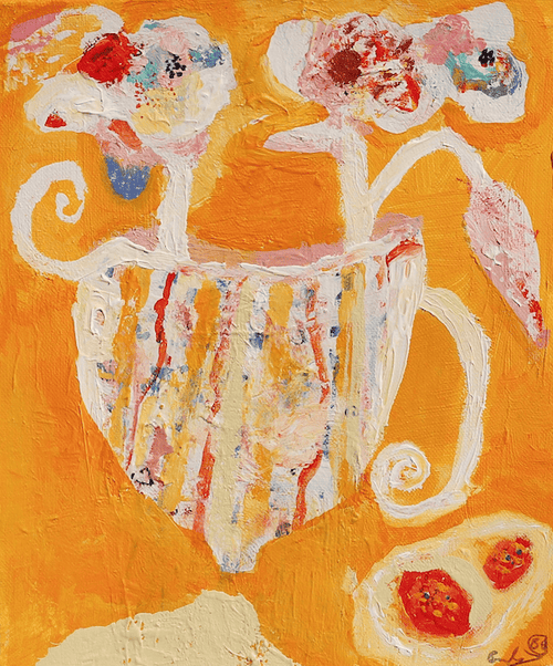 Her Tomato Salad With Blooms - Original Art
