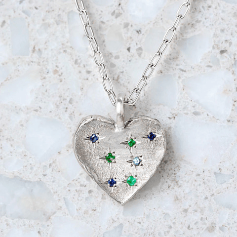 Shades of Green Big Heart Necklace-Jewellery-Sarah Gardner-Greenhouse Interiors Pty Ltd
