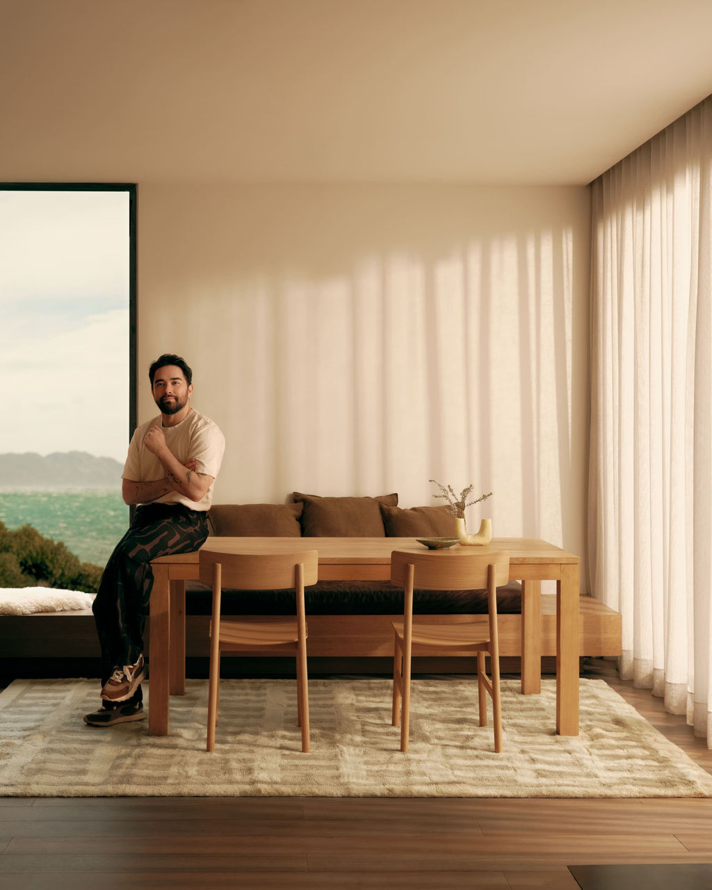 Tasman Neutral Washable Wool Fine Cut Pile Rug