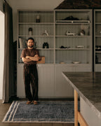 Tempest Steel Blue Washable Wool Fine Cut Pile Rug