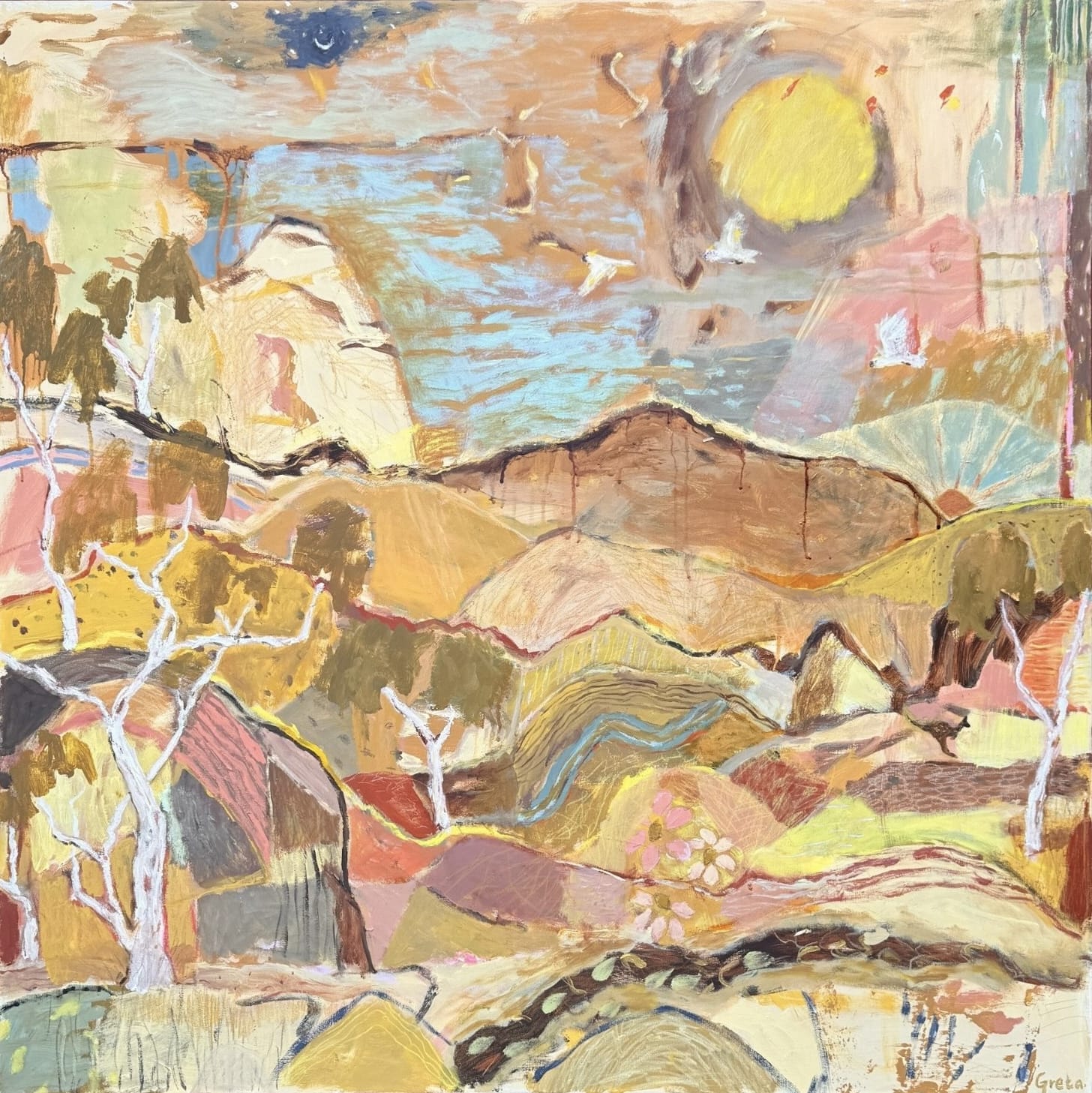 Warm Stones At Sundown - Original Artwork-Original Art-Greta Hounslow-Greenhouse Interiors Pty Ltd
