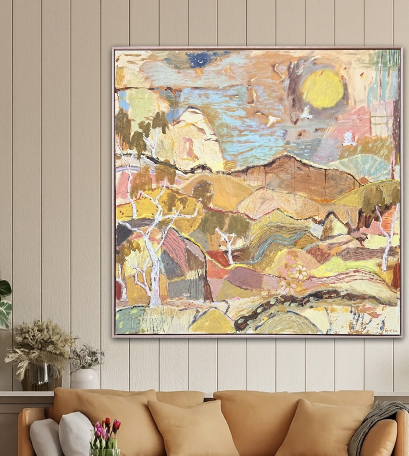 Warm Stones At Sundown - Original Artwork-Original Art-Greta Hounslow-Greenhouse Interiors Pty Ltd