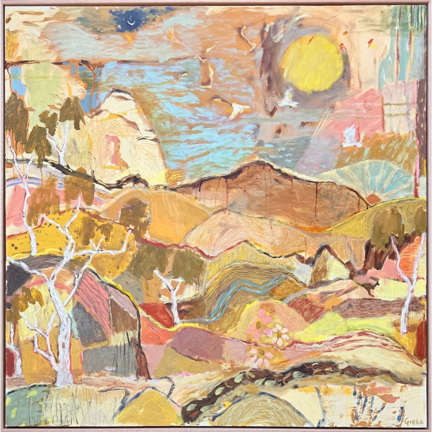 Warm Stones At Sundown - Original Artwork-Original Art-Greta Hounslow-Greenhouse Interiors Pty Ltd