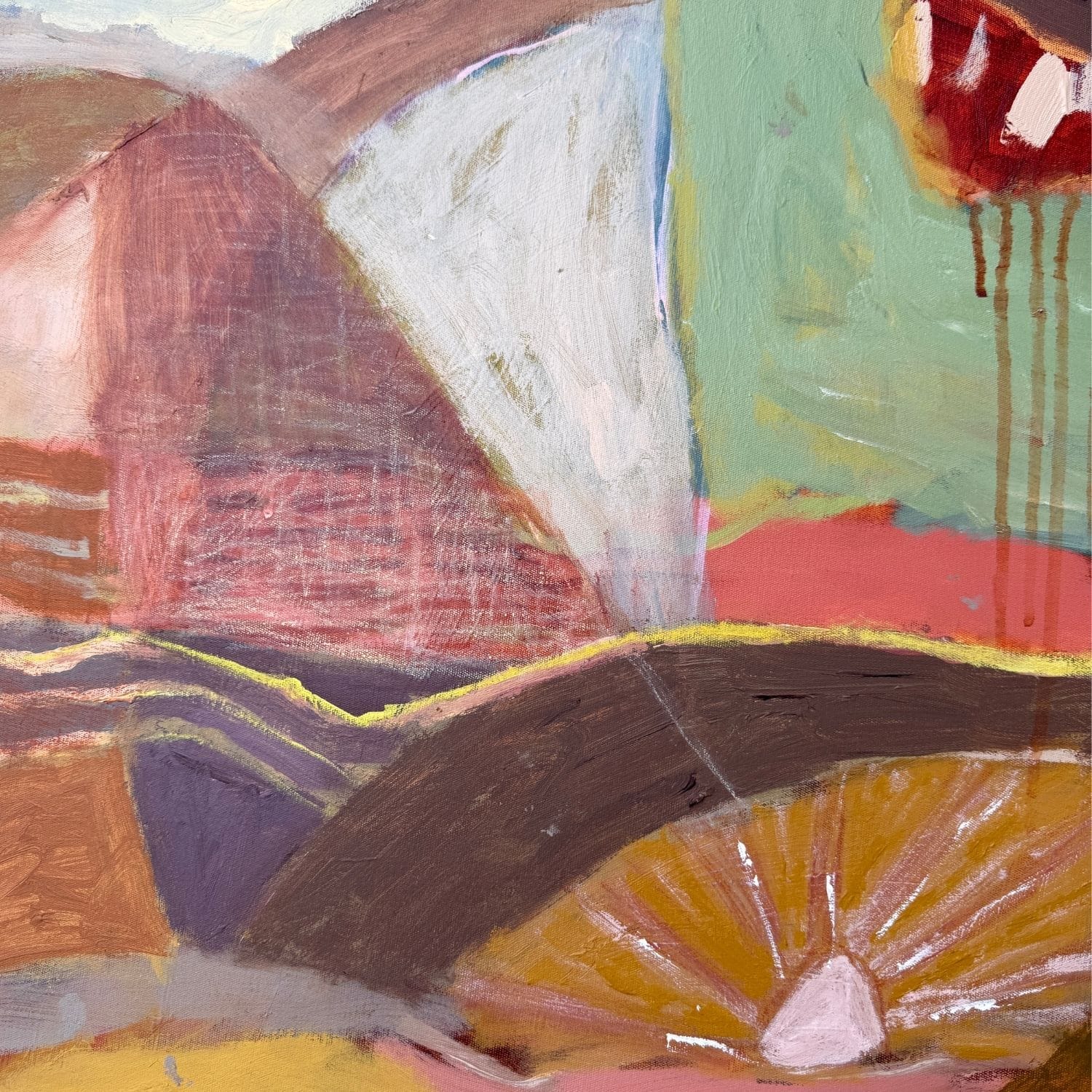 Red Sun, Old Tracks - Original Artwork-Original Art-Greta Hounslow-Greenhouse Interiors Pty Ltd