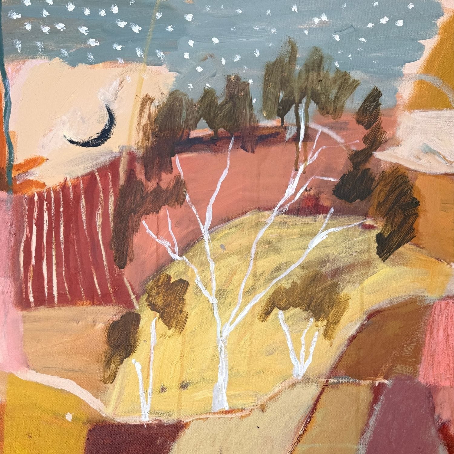 Red Sun, Old Tracks - Original Artwork-Original Art-Greta Hounslow-Greenhouse Interiors Pty Ltd