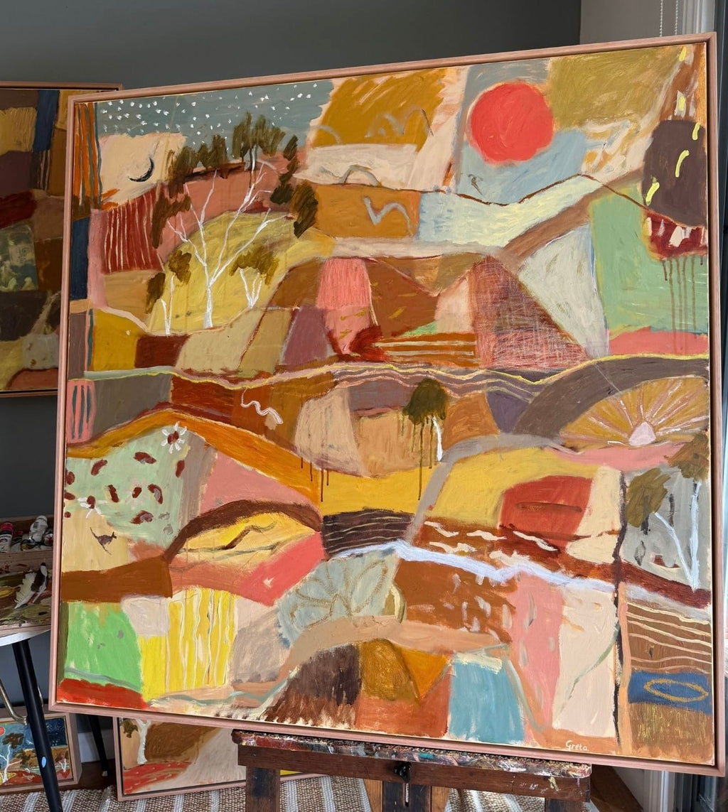Red Sun, Old Tracks - Original Artwork-Original Art-Greta Hounslow-Greenhouse Interiors Pty Ltd