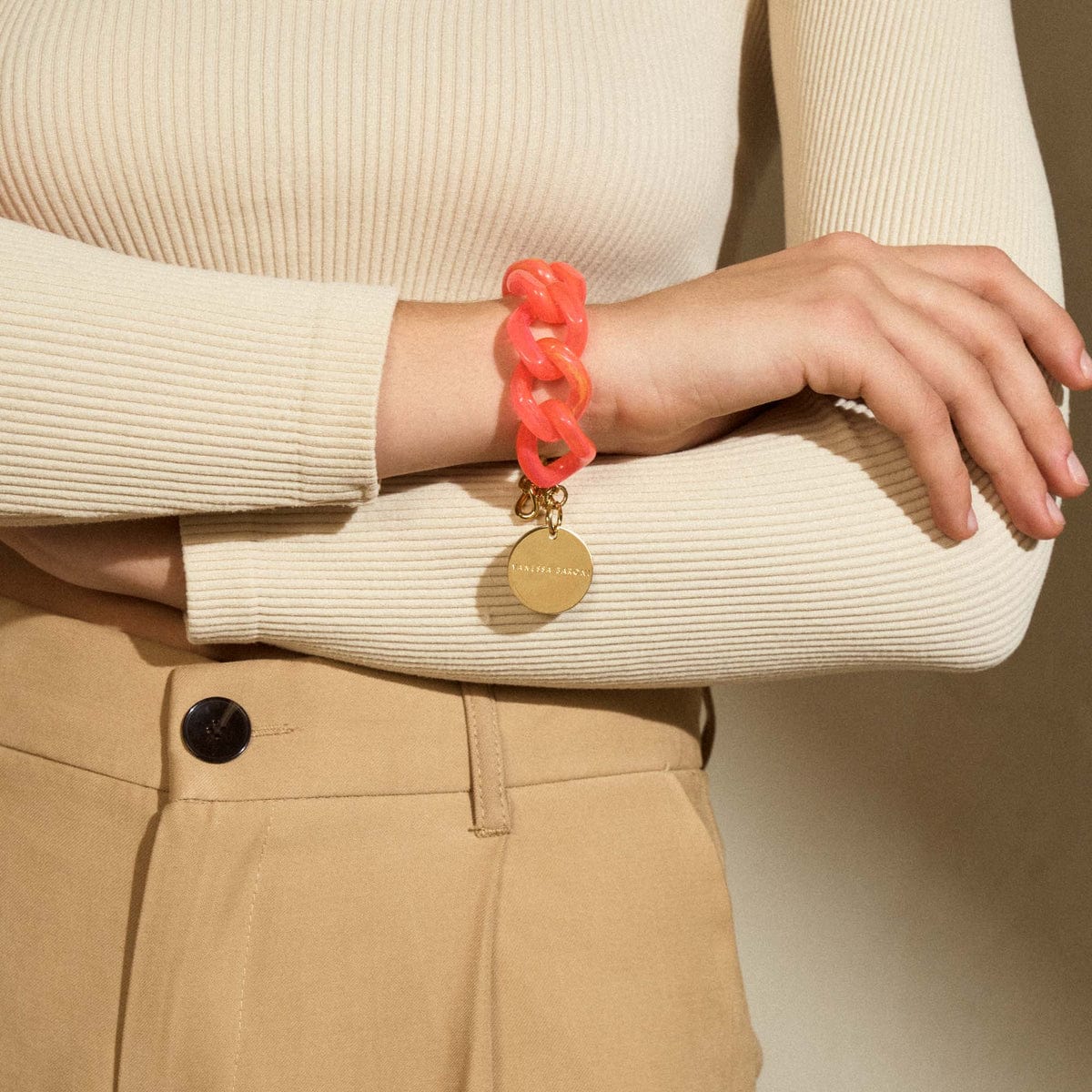 Flat Chain Bracelet - Campari Orange