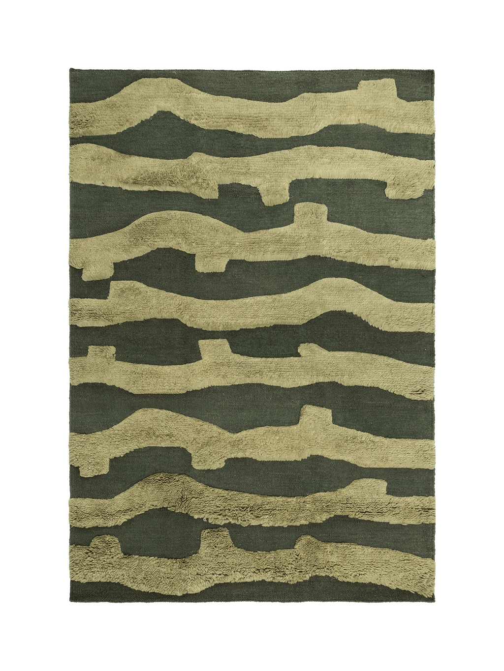 Cradle Green Washable Wool Fine Cut Pile Rug