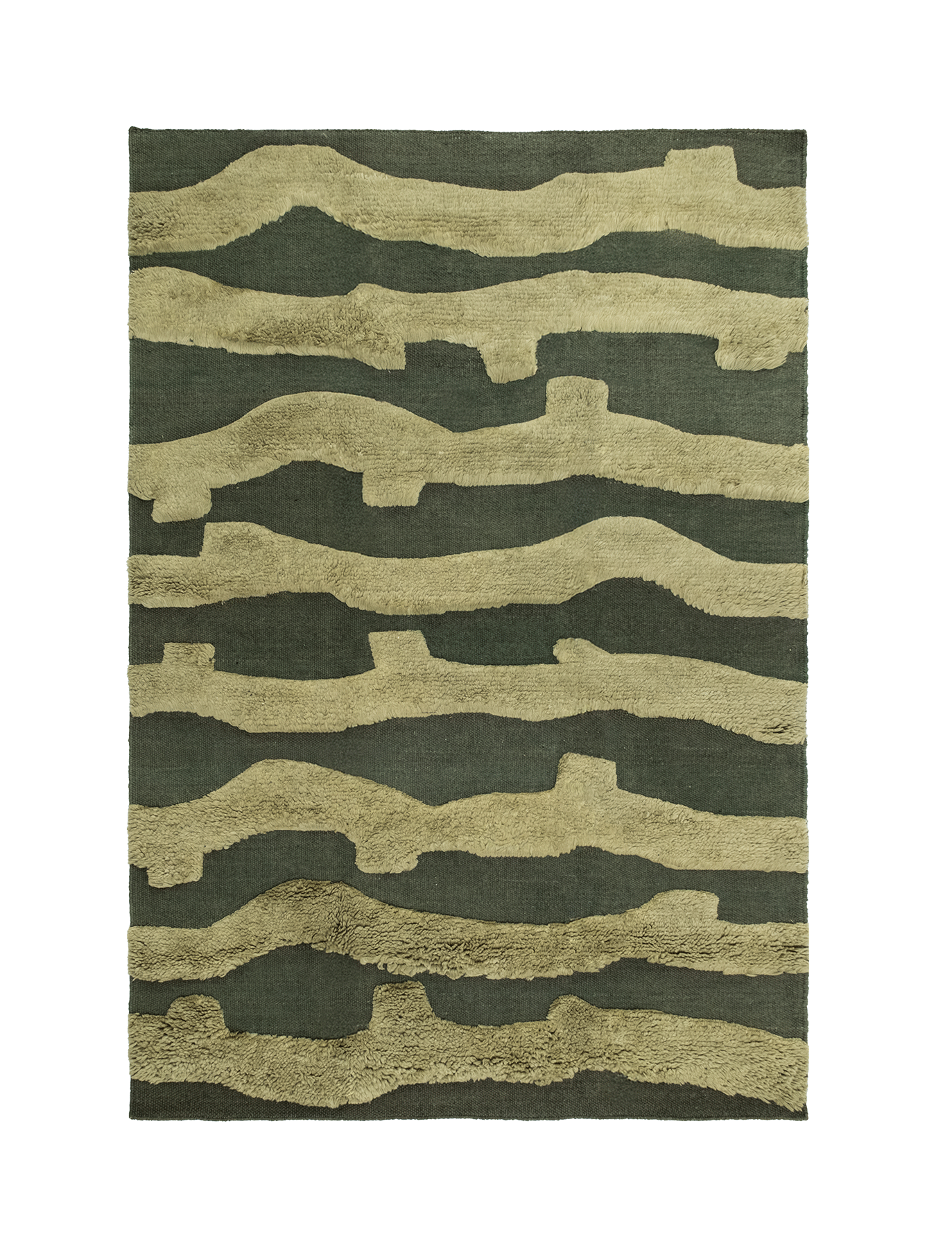 Cradle Green Washable Wool Fine Cut Pile Rug