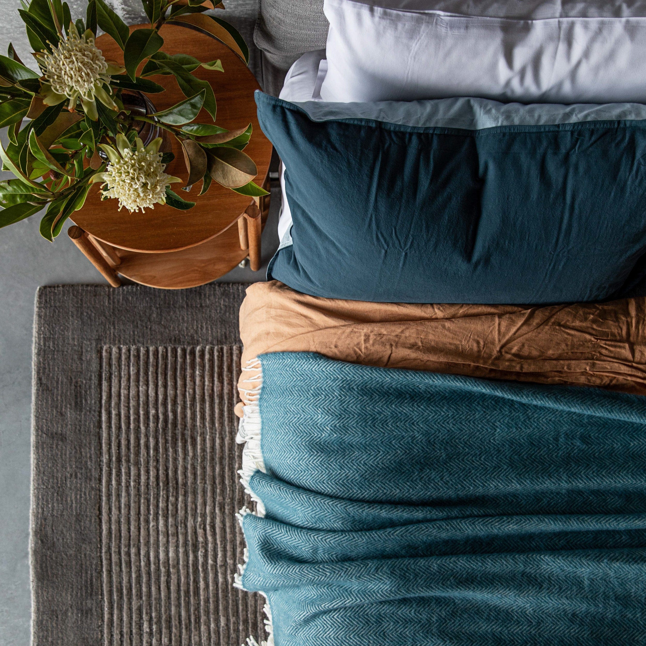 Herringbone Throw in Indian Teal