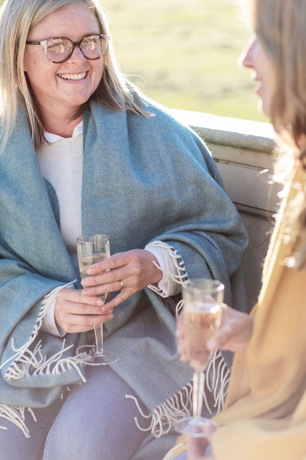 Herringbone Throw in Indian Teal