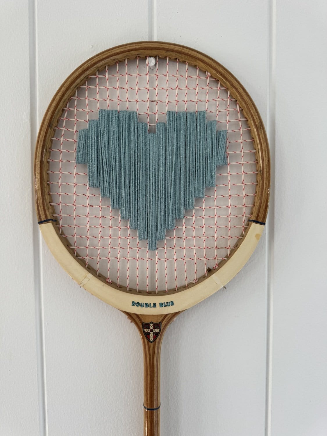 Vintage Squash Racquet With Woven Heart 0 Blue Shimmer