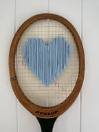 Vintage Tennis Racquet Wall Hanging - Blue Heart & Head Press