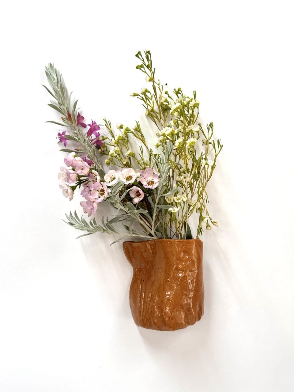 Short Crush Wall Vase 'Chestnut'