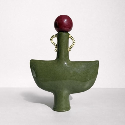 Tiny Dancer In Green With A Burgundy Stopper-Ceramics-Formantics-Greenhouse Interiors Pty Ltd