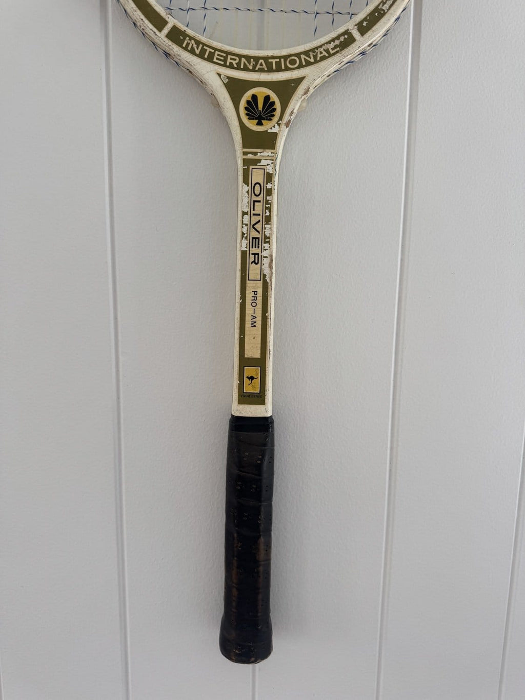 Vintage Tennis Racquet Wall Art - Dark Olive Heart